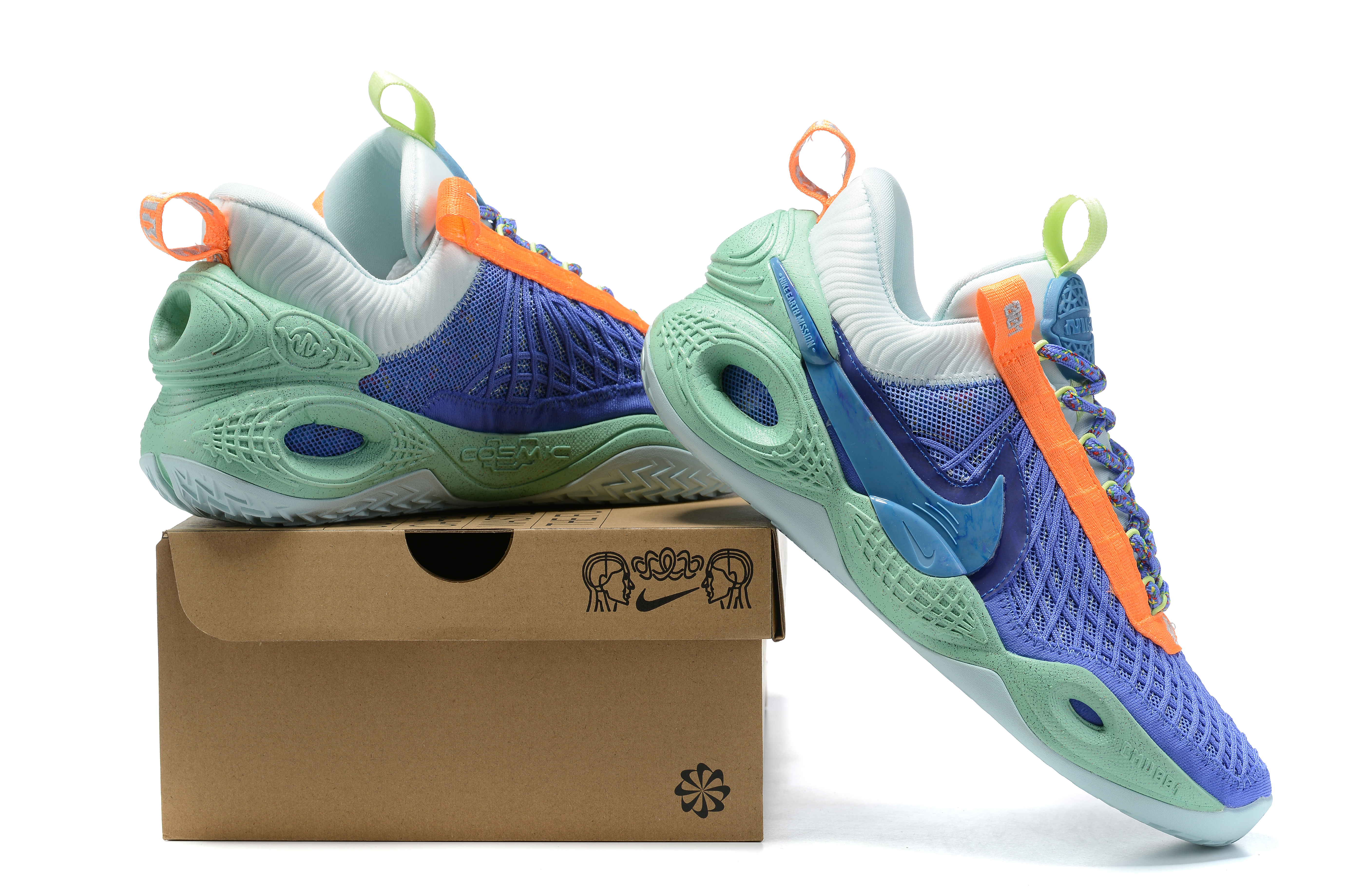 2021 Nike AD Cosmic Unit EP Sea Blue Green Orange Shoes - Click Image to Close